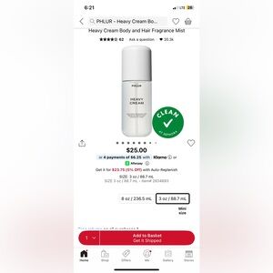 NWOT phlur Heavy Cream Spray